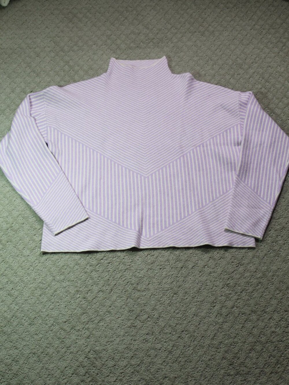 NWOT Super Soft! Sweet Lemon Size M Purple White Striped Long Sleeve Sweater